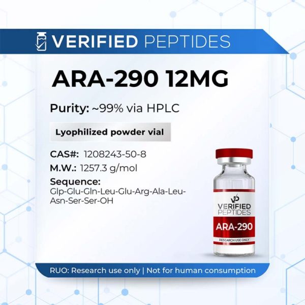 A peptide information sheet for the Verified Peptides ARA 290 for sale.