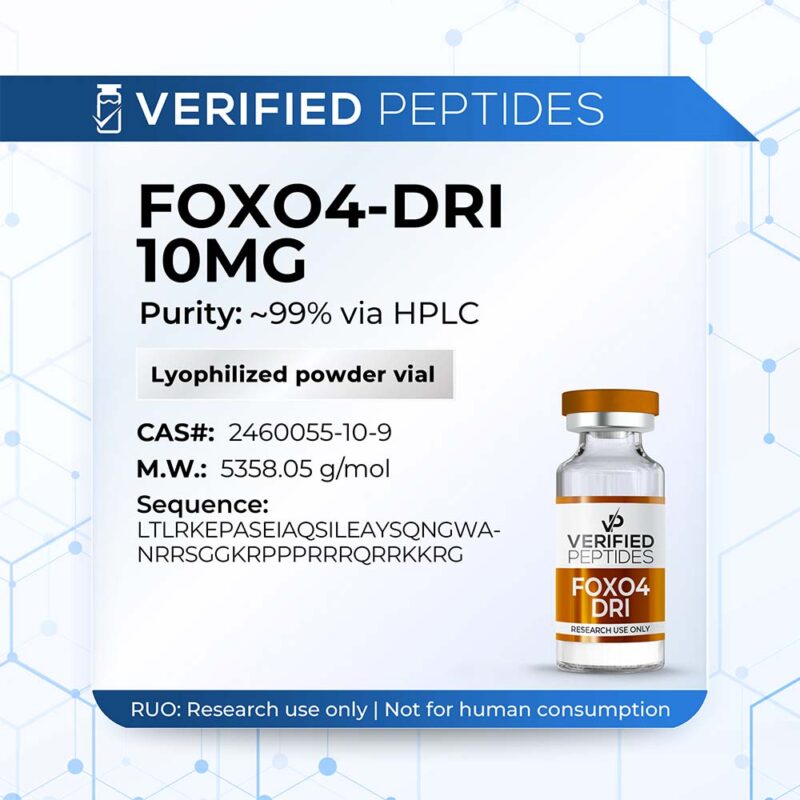foxo4-bottle-800x800-5 An information sheet for our 10MG FOXO4 DRI peptide.