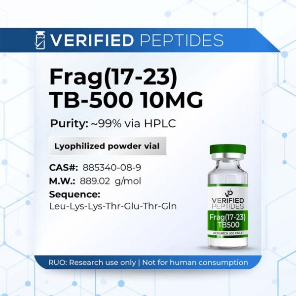 An information sheet for our 10MG Frag(17-23) TB-500 peptide.