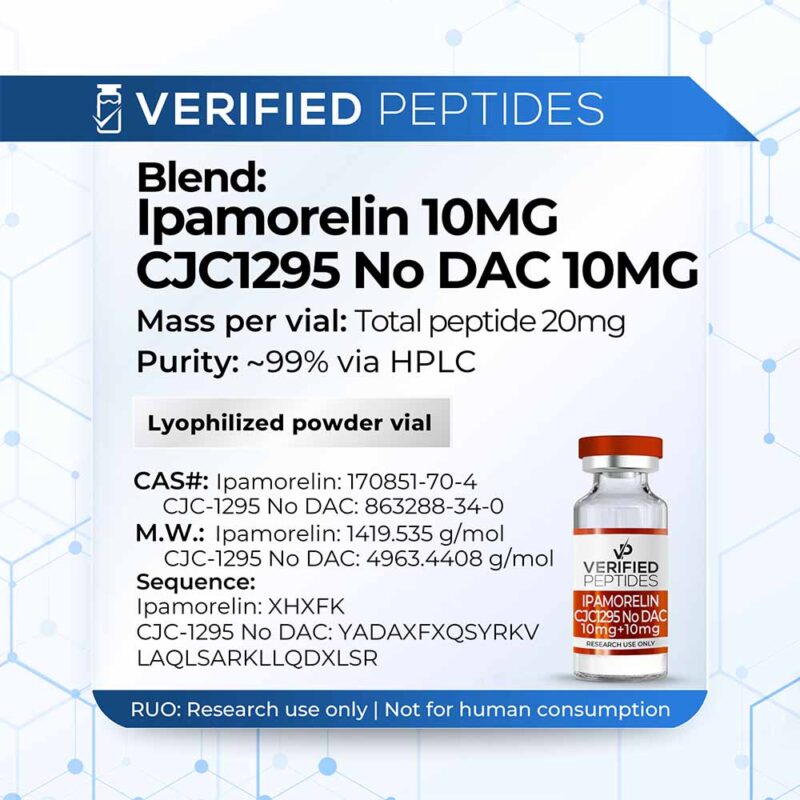 ipamorelin-mod-grf-blend-vial-800x800-5 An information sheet for our Ipamorelin CJC-1295 No DAC peptide blend.