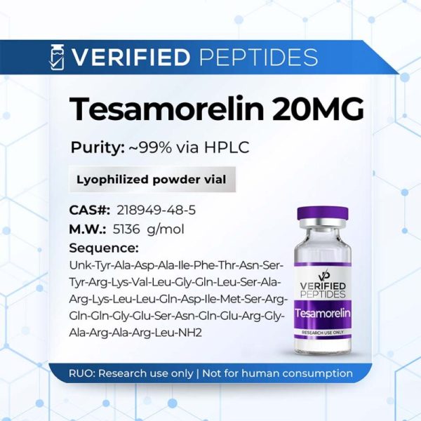An information sheet for our 20MG Tesamoreln peptide.