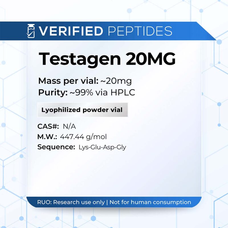 testagen-peptide-information-sheet-800x800-5 A peptide information sheet for the Verified Peptides 10mg testagen peptide.