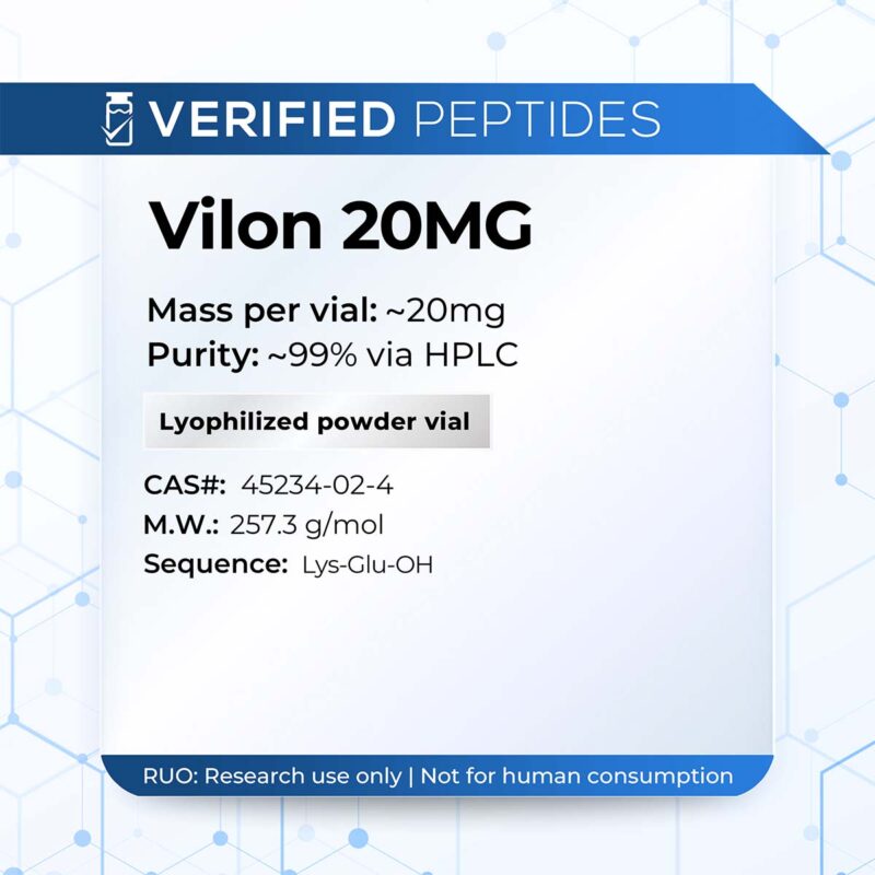 vilon-800x800-5 An information sheet for our 20MG Vilon peptide.